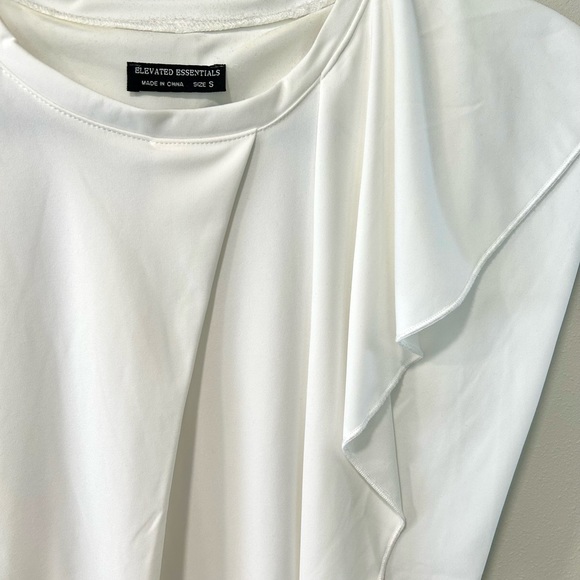Women’s White Top Blouse Elegant Draped Size S - Picture 2 of 5